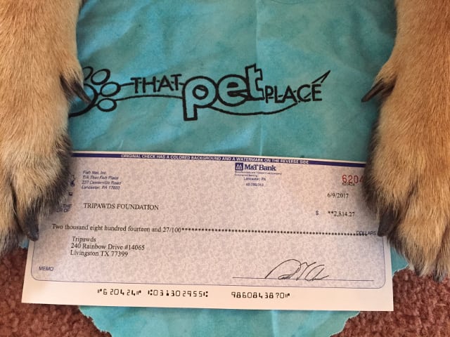 That Pet Place Tripawds Donation 2017