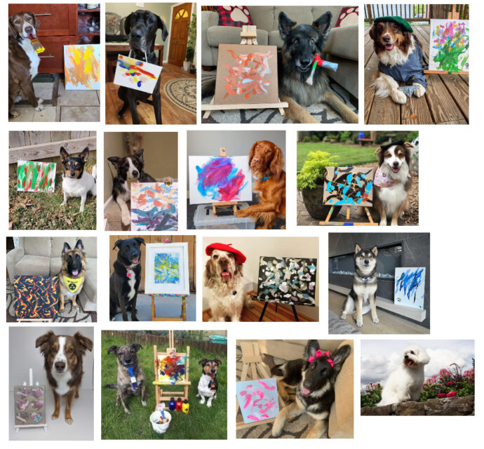 Just some of the dog artists who paint for Tripawds Foundation