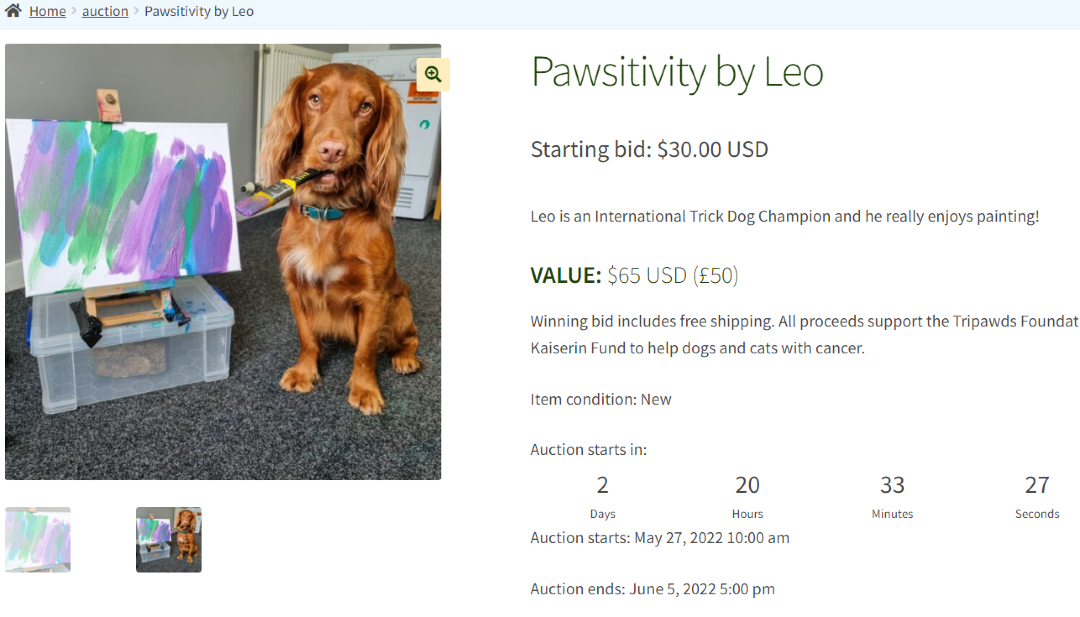 Tripawds Dog Art Auction Bidding Starts