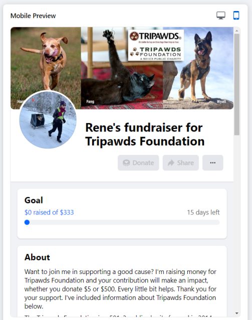 Sample Tripawds Community Fundraiser
