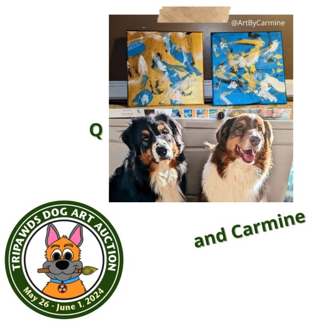 Carmine and Q the painting sibling dogs