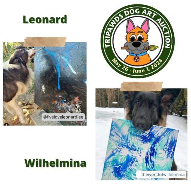Leonard and Wilhelmina painting trick dogs