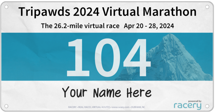 Tripawds 2024 Virtual Marathon Racer Bib