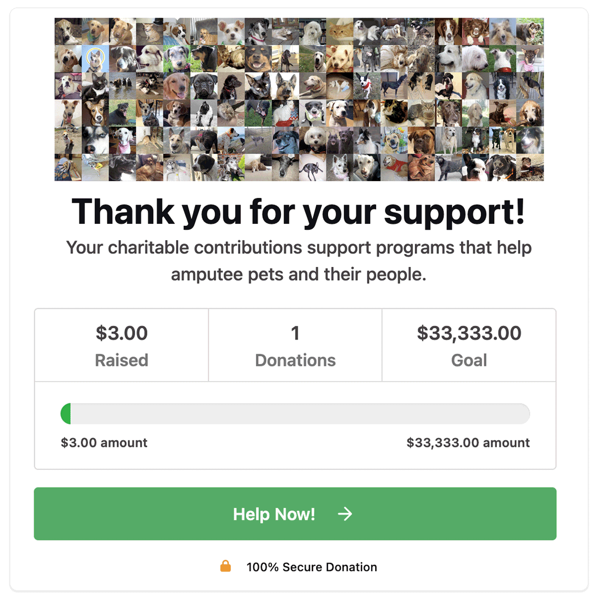 Tripawds Amputee Support Community Charity Giving Page