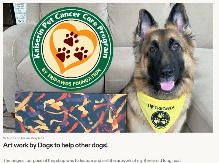 Dog Paints Art to Help Tripawd Dogs and Cats with Cancer